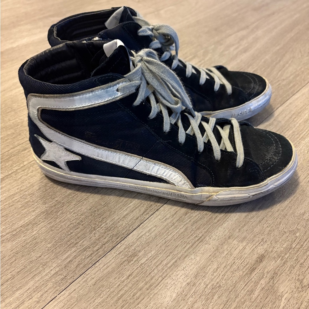 Golden Goose Black and Gray High-Top Sneakers
